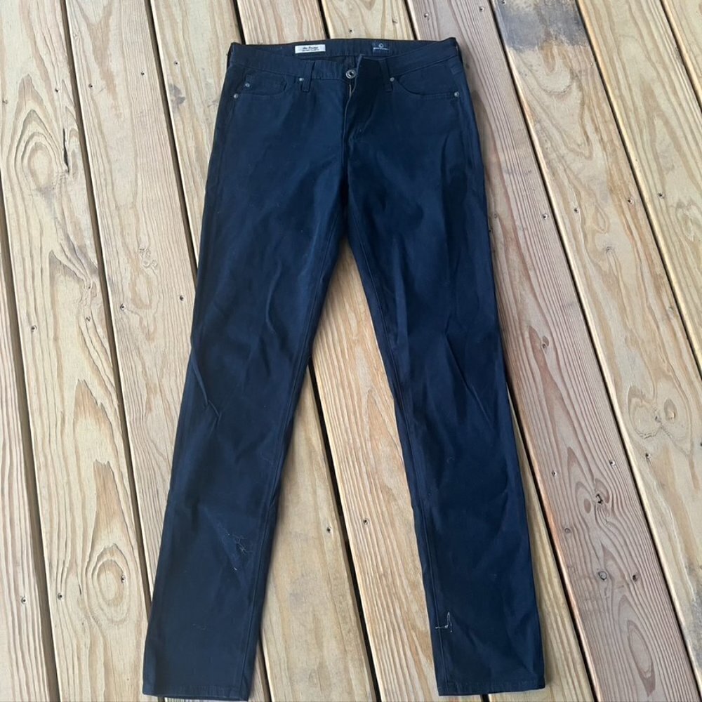 AG Adriano Goldschmied the prima mid rise cigarette blue suede pants size 27R - Picture 1 of 11